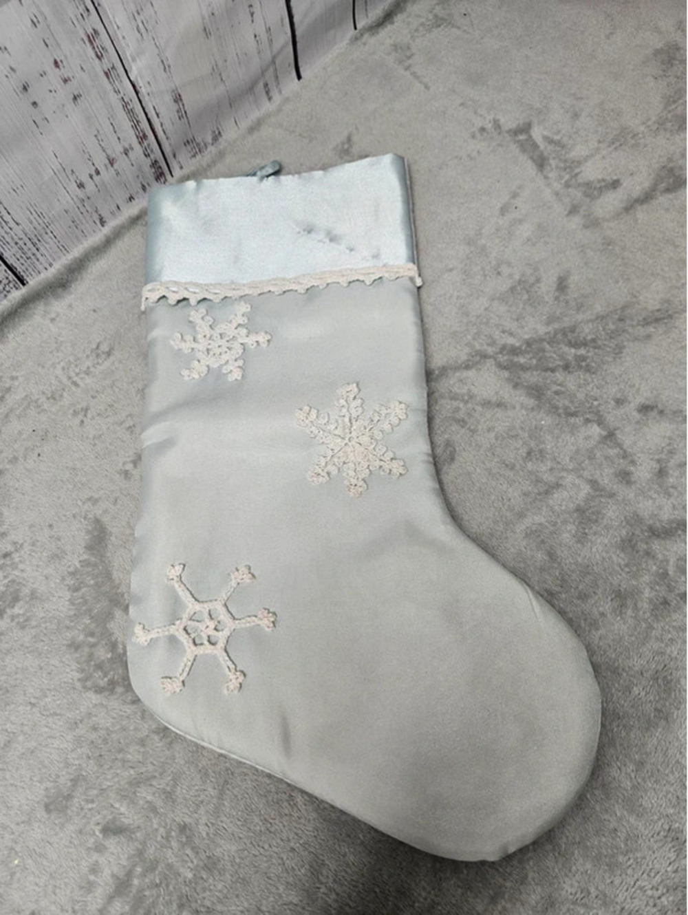 Silver Christmas Stocking with Snowflakes